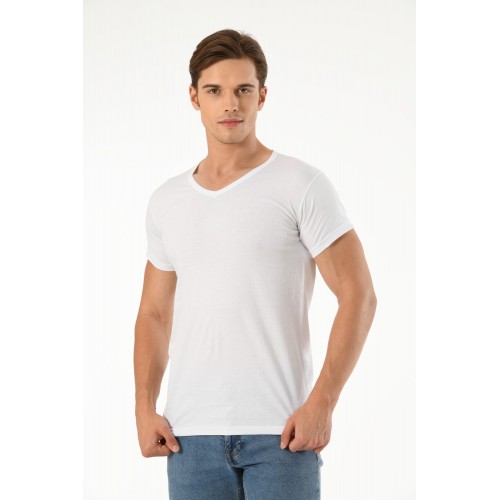 6'Li Penye Erkek V Yaka Kisa Kol